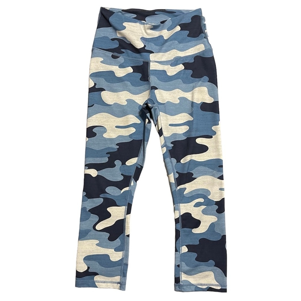 Women's ReeBok Crossfit Camo Tights Compression Cropped Pants Capri XS Blue
